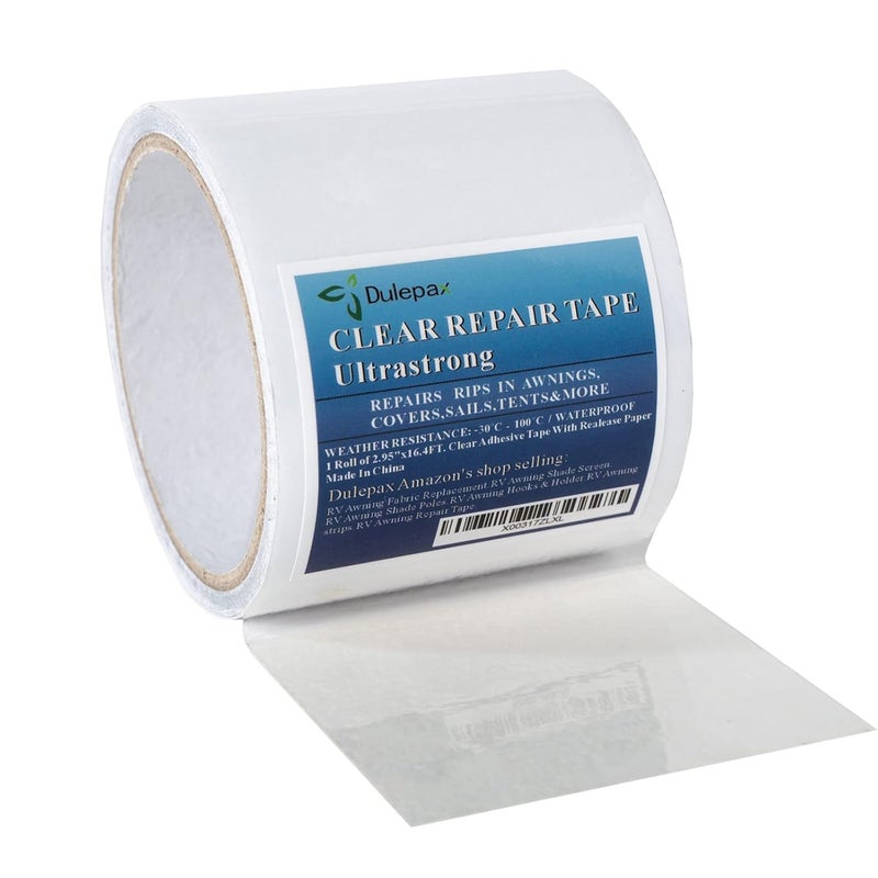 Dulepax Fabric Repair Tape - Ultrastrong 16.4FT x 2.95"ulated for Boat Covers, Tents, Awnings, RV Covers, Tarps, Canvas, and Sails - Image 1